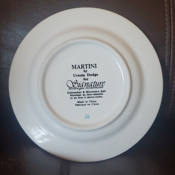 6 Signature Martini Appetizer Canape Plates 6 3/4" Ursula Dodge Porcelain - Picture 12 of 16